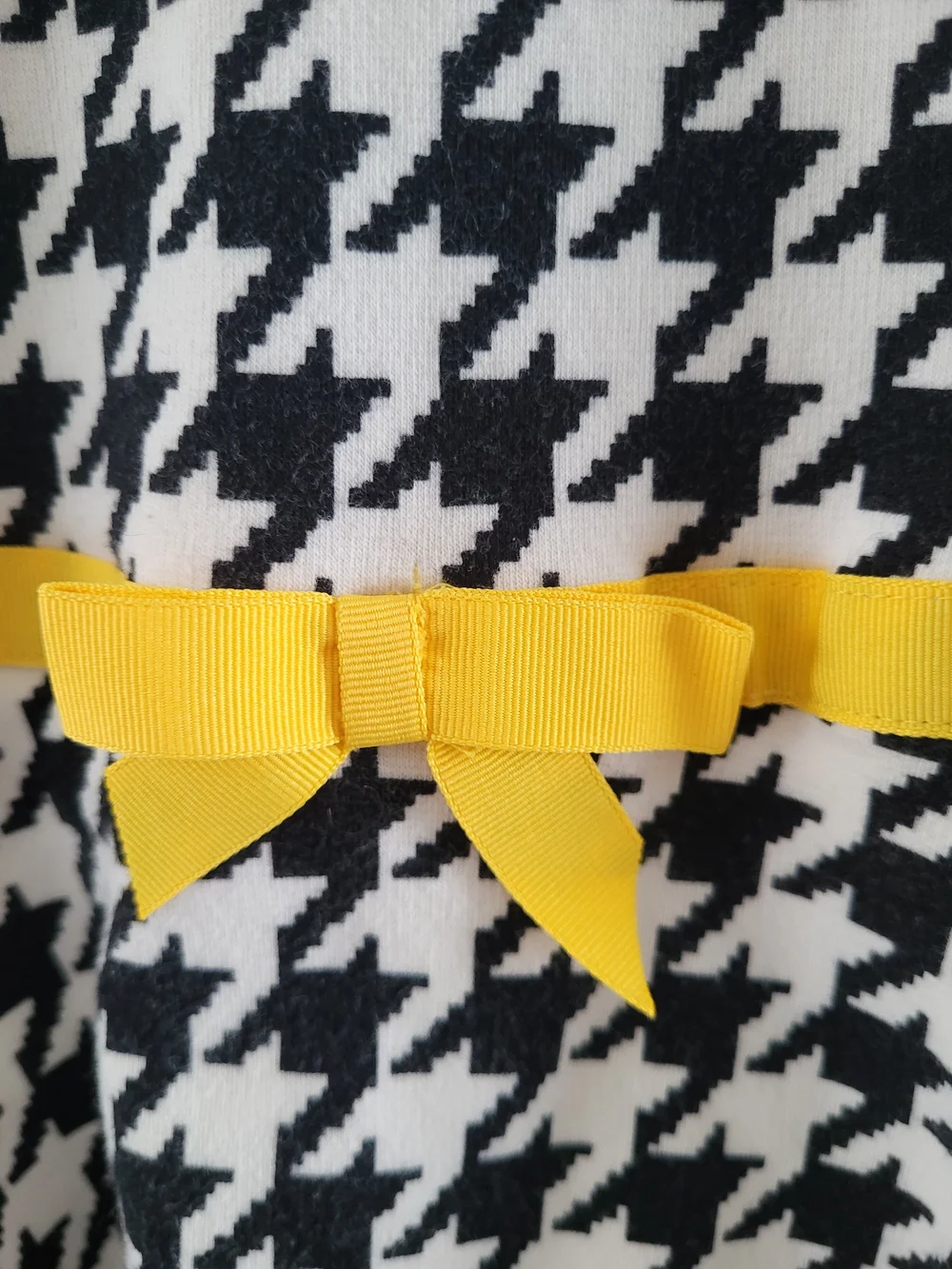 Gymboree Black & White Houndstooth Dress with Yellow Bow